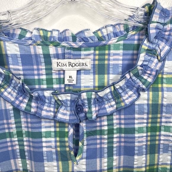 KIM ROGERS Sleeveless Seersucker Ruffled Shift Dress - Picture 7 of 16